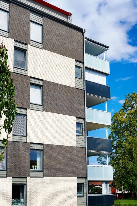 Apartment Building in Habo, Facing Brick, Agora Superwit, Titangrijs