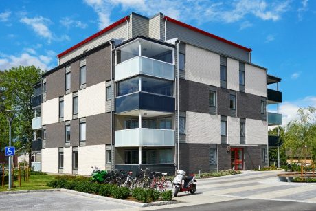 Apartment Building in Habo, Facing Brick, Agora Superwit, Titangrijs