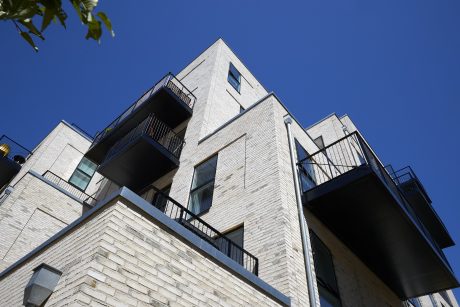 Apartment buildings, Irmabyen in Roedovre, Facing Brick W 105 Ingefaer