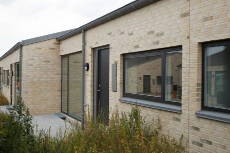 Terraced houses, Soeloekken in Hjortshoej, Facing Brick W 105 Ingefaer