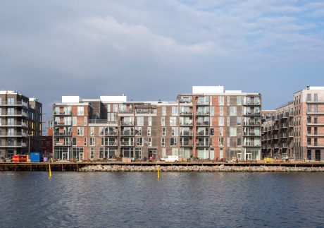 Apartment building, Sandkaj in Copenhagen Nordhavn, Facing Bricks W 309 Dyb Roed, W 449 Kul, W 453 Grafit, W 447 Mahogni