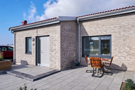 Fasadtegel: EW0465 Röd nyanserad - EW0447 Flint | Islandsmusslan och Sandmusslan, Nybrostrand