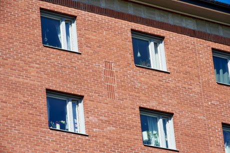 Apartment Building in Norrtalje, Facing Brick,  Roed Spanad, Roed Sigill