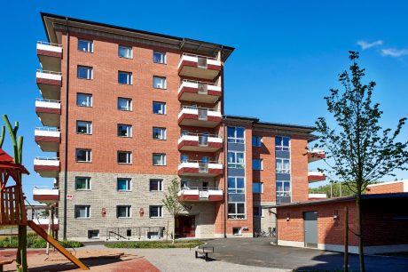 Apartment Building in Norrtalje, Facing Brick,  Roed Spanad, Roed Sigill