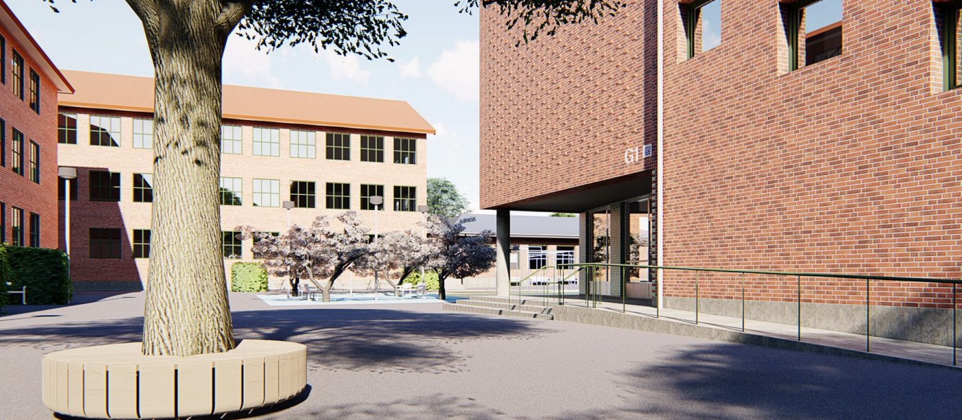 Brick: EW0466 Koppar - green glazed brick | Hästhagsskolan Stockholm, Sweden