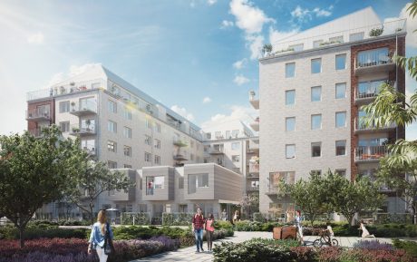 Fasadtegel: EW0109 Vit Marmor - EW4065 Röd nyancerad | Kv. Vélo, Malmö