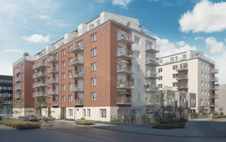 Fasadtegel: EW0109 Vit Marmor - EW4065 Röd nyancerad | Kv. Vélo, Malmö