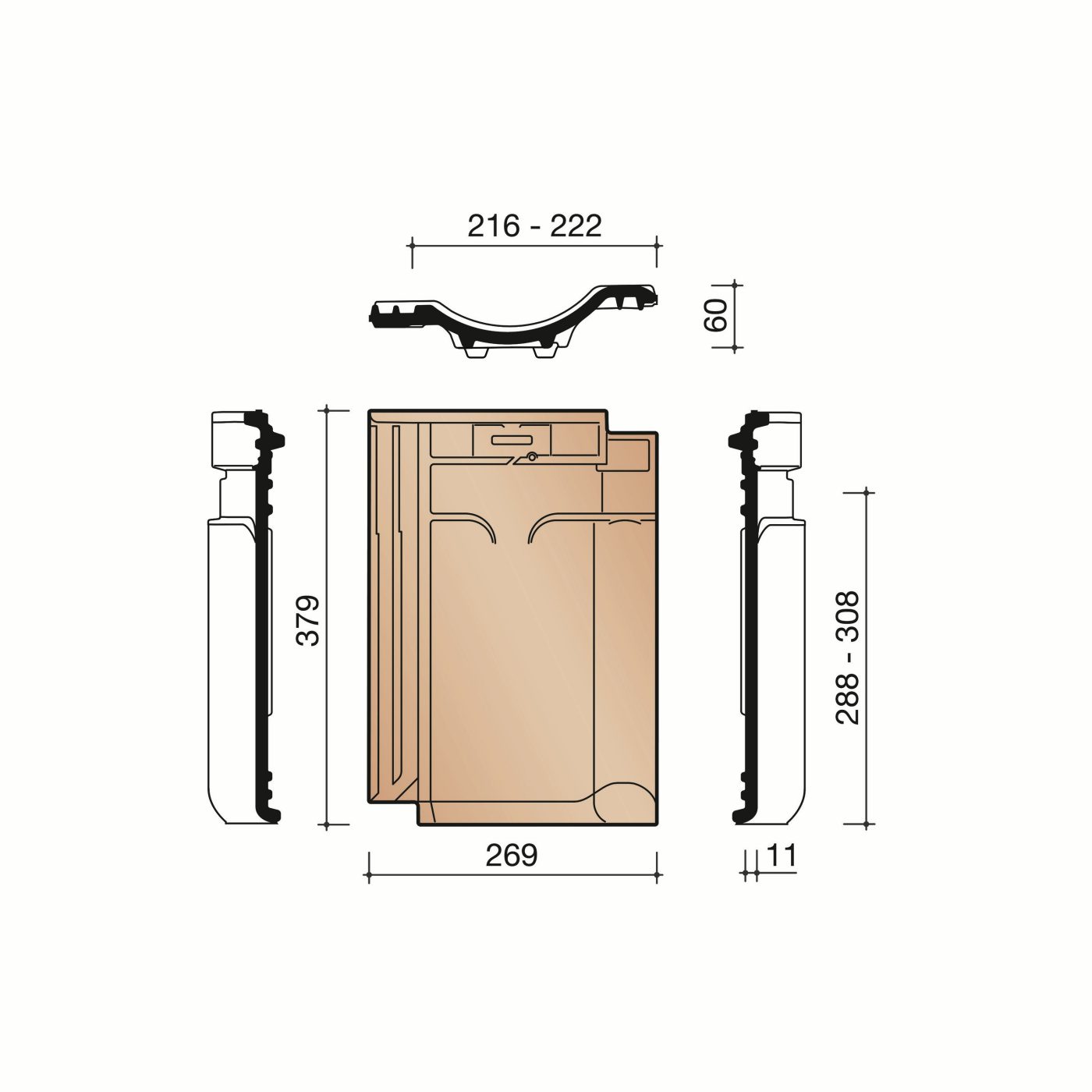 Technical drawing VHV Vario rooftile